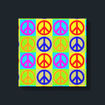 Vier kleuren Pop Art Peace Sign Wrapped Canvas Afdruk<br><div class="desc">Populaire en historische symbolen - het Symbool van het teken van de Vrede Digitale Kunst van de Pop werkt</div>