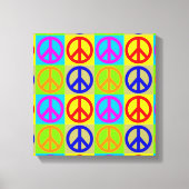 Vier kleuren Pop Art Peace Sign Wrapped Canvas Afdruk (Voorkant)