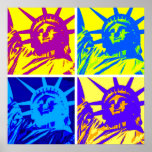 Vier kleuren Pop Art Style Vrijheidsbeeld Poster<br><div class="desc">Pop Kunststijl Vrijheidsbeeld - Amerikaanse historische gebouwen en monumenten</div>