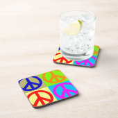 Vier kleuren Pop Art Vredesbord Drankjes Onderzetter (Rechterzijde)