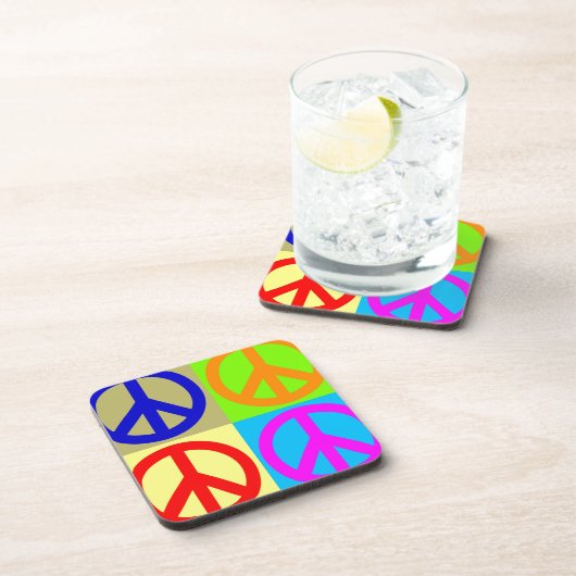 Vier kleuren Pop Art Vredesbord Drankjes Onderzetter (Rechterzijde)
