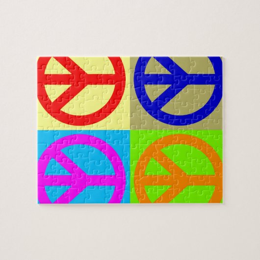 Vier kleuren Pop Art Vredesbord Legpuzzel (Horizontaal)