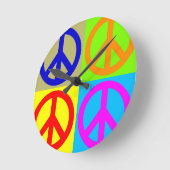Vier kleuren Pop Art Vredesbord Ronde Klok (Hoek)