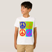 Vier kleuren Pop Art Vredesbord T-shirt (Voorkant volledig)