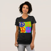 Vier kleuren Pop Art Vredesbord T-shirt (Voorkant volledig)
