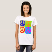 Vier kleuren Pop Art Vredesbord T-shirt (Voorkant volledig)