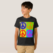 Vier kleuren Pop Art Vredesbord T-shirt (Voorkant volledig)