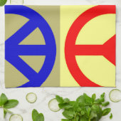 Vier kleuren Pop Art Vredesbord Theedoek (Gevouwen)