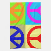 Vier kleuren Pop Art Vredesbord Theedoek (Verticaal)