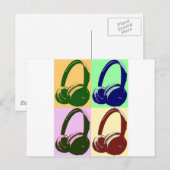 Vier kleuren Pop-hoofdtelefoons Briefkaart (Voorkant / Achterkant)