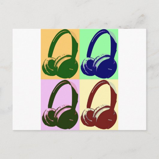 Vier kleuren Pop-hoofdtelefoons Briefkaart (Voorkant)