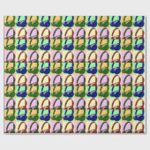 Vier kleuren Pop-hoofdtelefoons Cadeaupapier (Vlak)