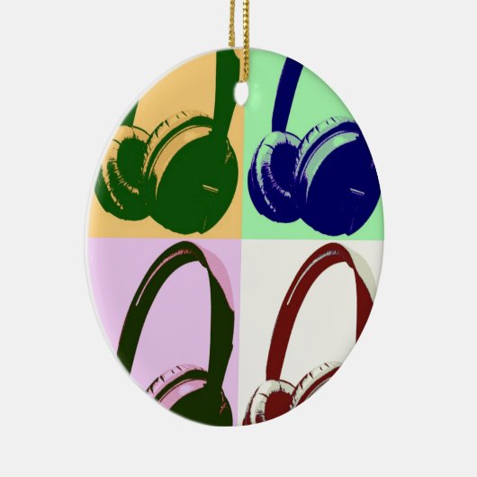 Vier kleuren Pop-hoofdtelefoons Keramisch Ornament (Rechts)