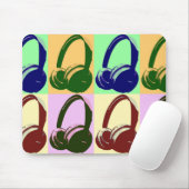 Vier kleuren Pop-hoofdtelefoons Muismat (Met muis)