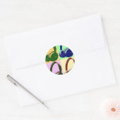 Vier kleuren Pop-hoofdtelefoons Ronde Sticker (Envelop)