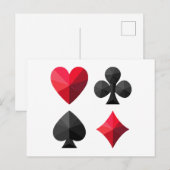 Vier kleuren speelkaarten: harten, klaveren, schop briefkaart (Voorkant / Achterkant)