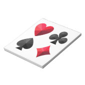 Vier kleuren speelkaarten: harten, klaveren, schop notitieblok (Linkerzijde)