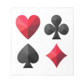 Vier kleuren speelkaarten: harten, klaveren, schop notitieblok (Voorkant)