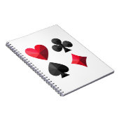 Vier kleuren speelkaarten: harten, klaveren, schop notitieboek (Rechterzijde)