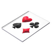 Vier kleuren speelkaarten: harten, klaveren, schop notitieboek (Linkerzijde)