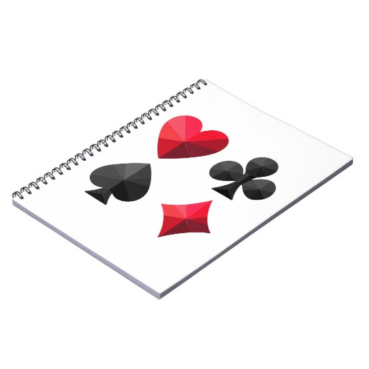 Vier kleuren speelkaarten: harten, klaveren, schop notitieboek (Linkerzijde)