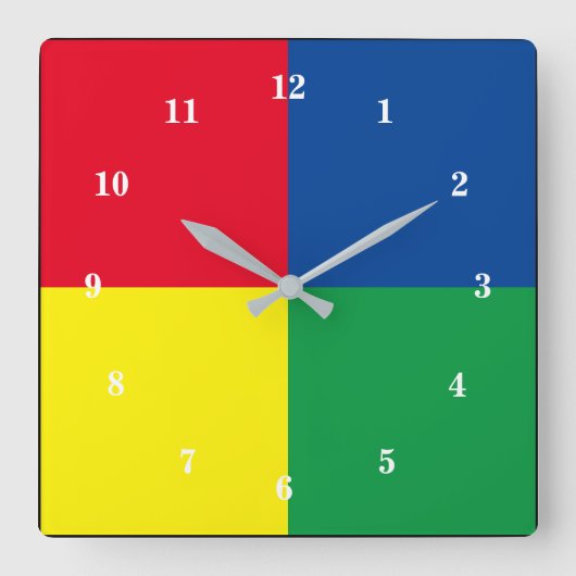 Vier kleuren wandklok - kies kleuren (Voorkant)