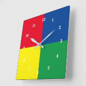Vier kleuren wandklok - kies kleuren (Hoek)