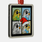 Vier kleuren Xmas Budgies Metalen Ornament (Rechts)