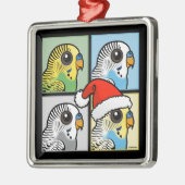 Vier kleuren Xmas Budgies Metalen Ornament (Links)