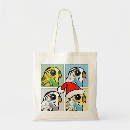 Vier kleuren Xmas Budgies Tote Bag (Voorkant)