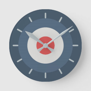 Vier kleurencombinaties - rood grijs blauw donkerb ronde klok