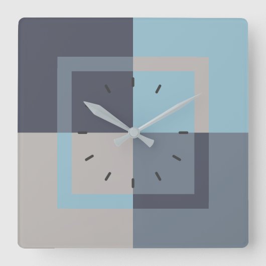 Vier kleurencombinaties vierkante klok (Voorkant)