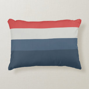 Vier kleurencombo - rood grijs blauw, donkerblauw decoratief kussen