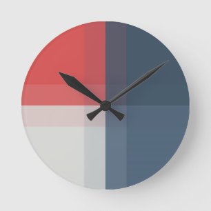 Vier kleurencombo - rood grijs blauw, donkerblauw ronde klok