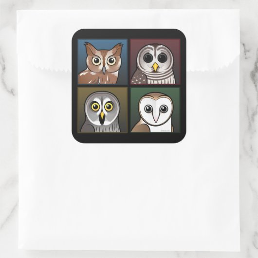 Vier kleureneigenaar (donker) vierkante sticker (Tas)