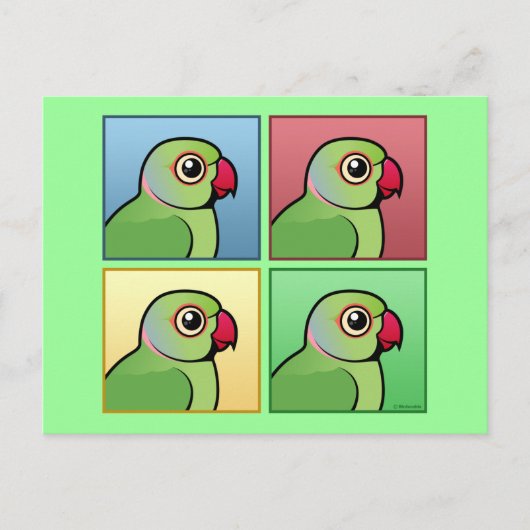 Vier kleurenparkiet met Roos rand Briefkaart (Voorkant)