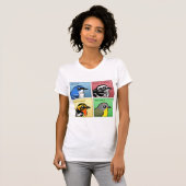 Vier kleurenwaarschuwingen t-shirt (Voorkant volledig)