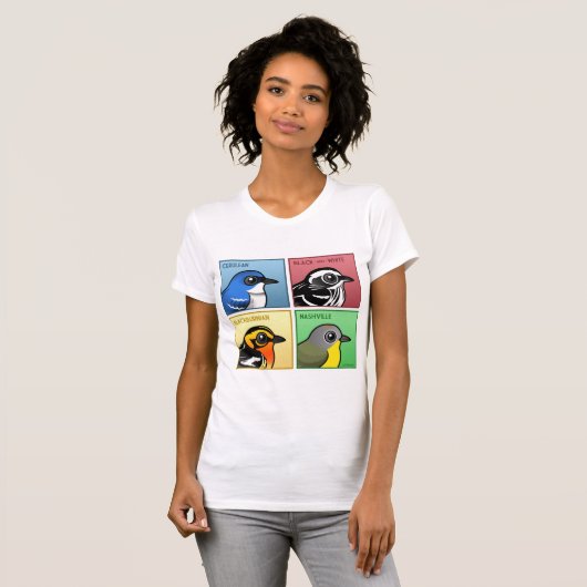 Vier kleurenwaarschuwingen t-shirt (Voorkant volledig)