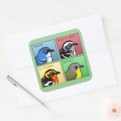 Vier kleurenwaarschuwingen vierkante sticker (Envelop)