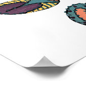 Vier kleurrijke bladeren en krulspelden poster (Hoek)