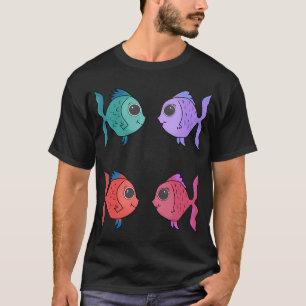 Vier Kleurrijke Cartoon Vissen - Schattig T-shirt