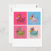 Vier kleurrijke eenden briefkaart (Voorkant / Achterkant)