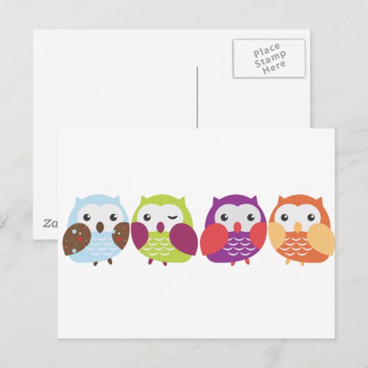 Vier kleurrijke eigenaars briefkaart (Voorkant / Achterkant)