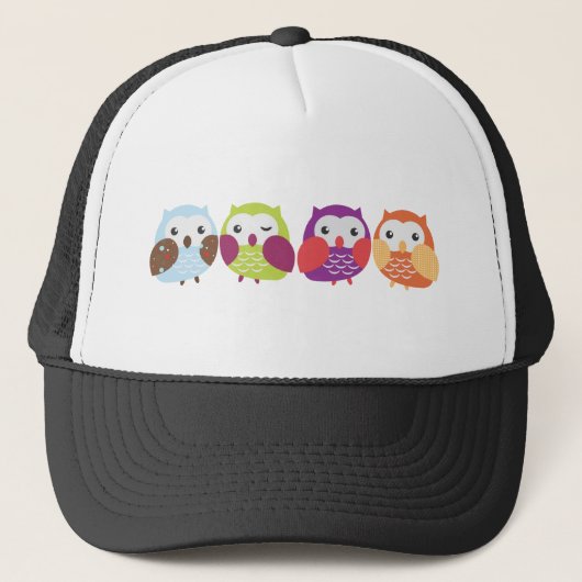 Vier kleurrijke eigenaars trucker pet (Voorkant)