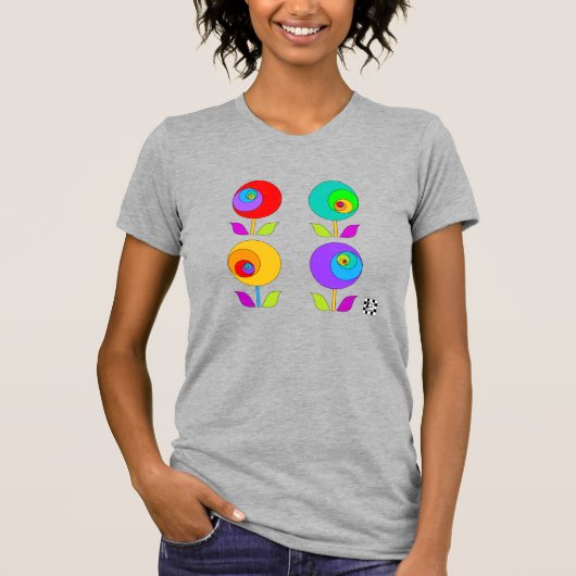 Vier kleurrijke Fibonacci Flowers T-Shirt (Voorkant)
