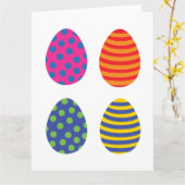 Vier Kleurrijke Paaseieren Kaart (Gele Bloem)