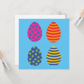 Vier kleurrijke paaseieren kaart (Voorkant / Achterkant in situ)