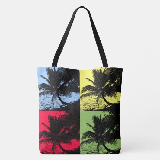 Vier kleurrijke palmbomen tote bag (Achterkant)