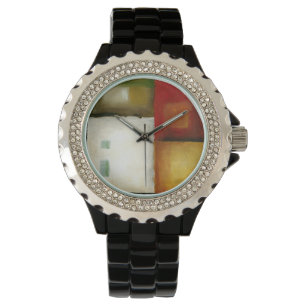 Vier kleurrijke rechthoeken van Chariklia Zarris Horloge