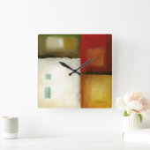 Vier kleurrijke rechthoeken van Chariklia Zarris Vierkante Klok (Huis)